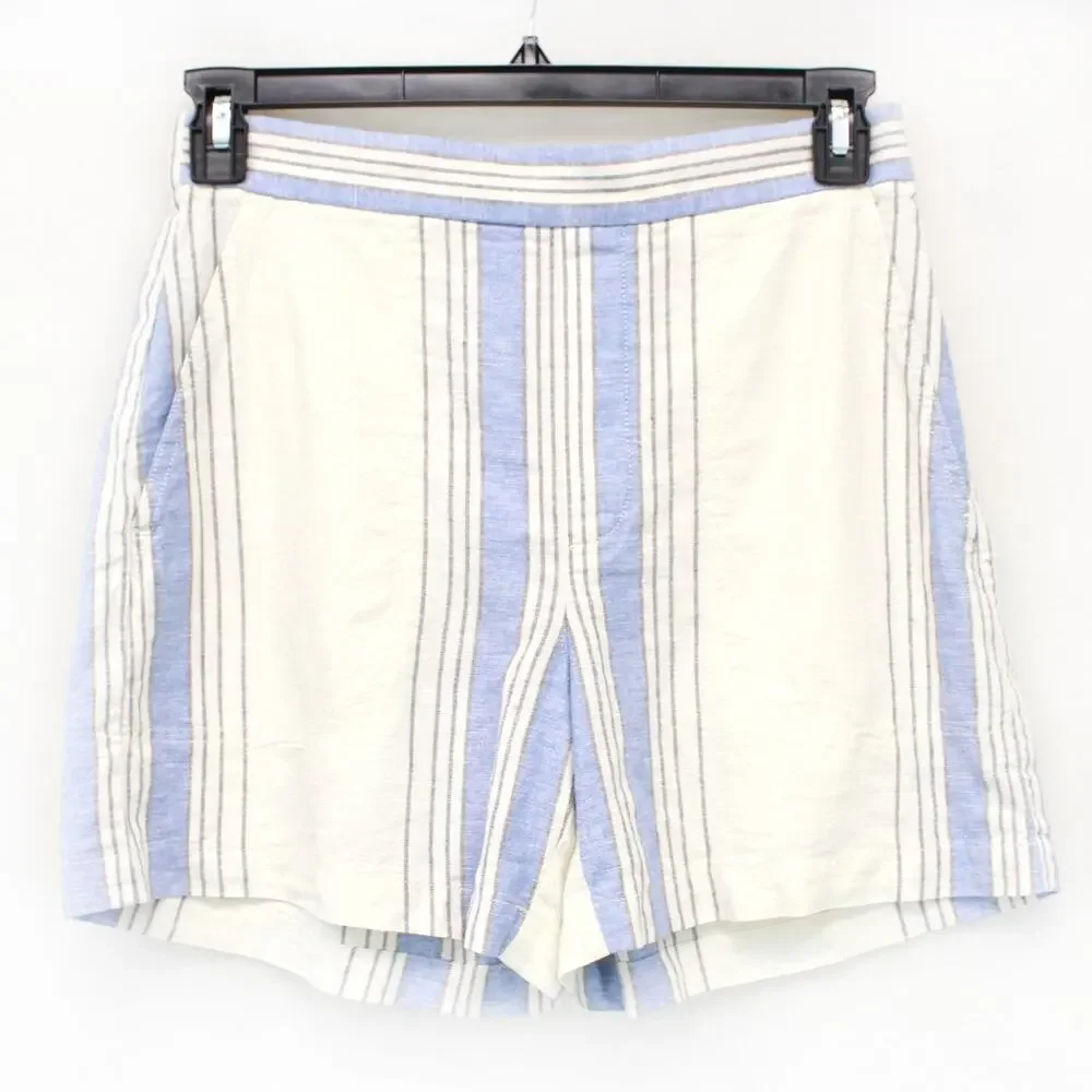 Banana Republic New Linen Blend Blue Striped Casual Resort Summer Shorts Small